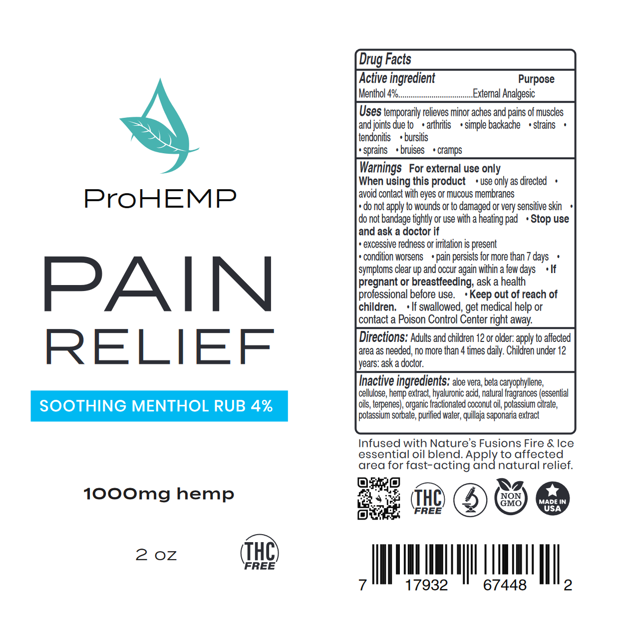 1000 mg Pain Relief Menthol Hemp Rub