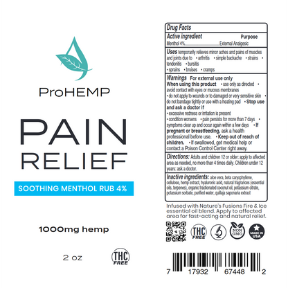 1000 mg Pain Relief Menthol Hemp Rub