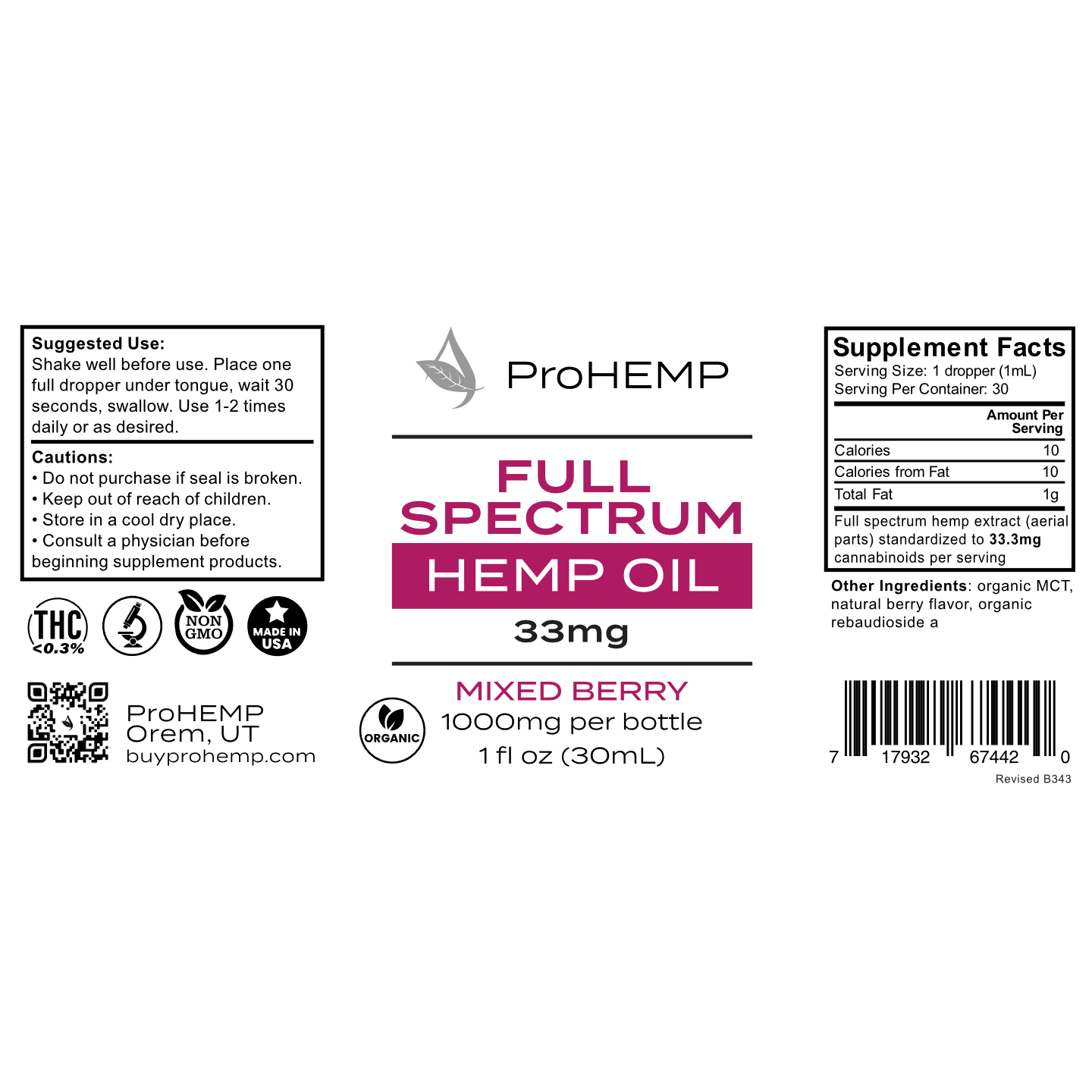 Full Spectrum Hemp Extract - Mixed Berry