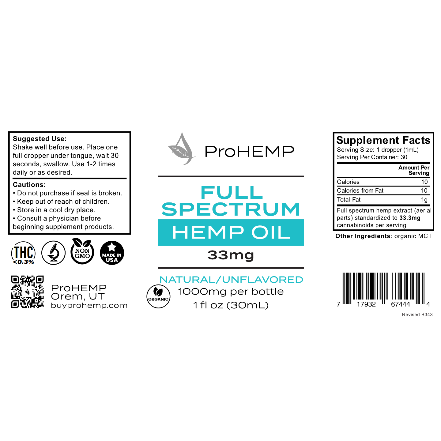 Full Spectrum Hemp Extract - Natural