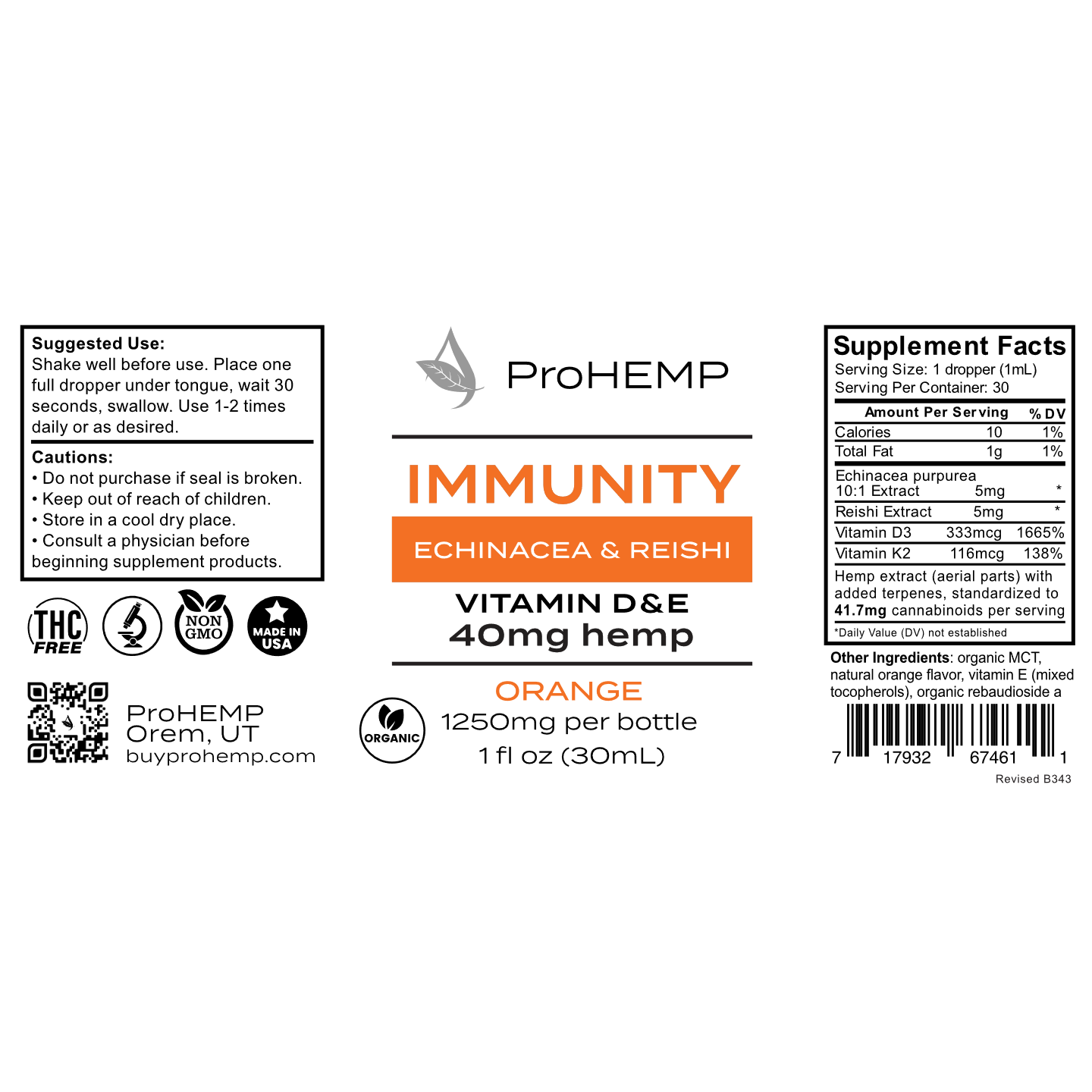 Immunity Adaptogenic with Echinacea & Reishi - 1250 mg Hemp